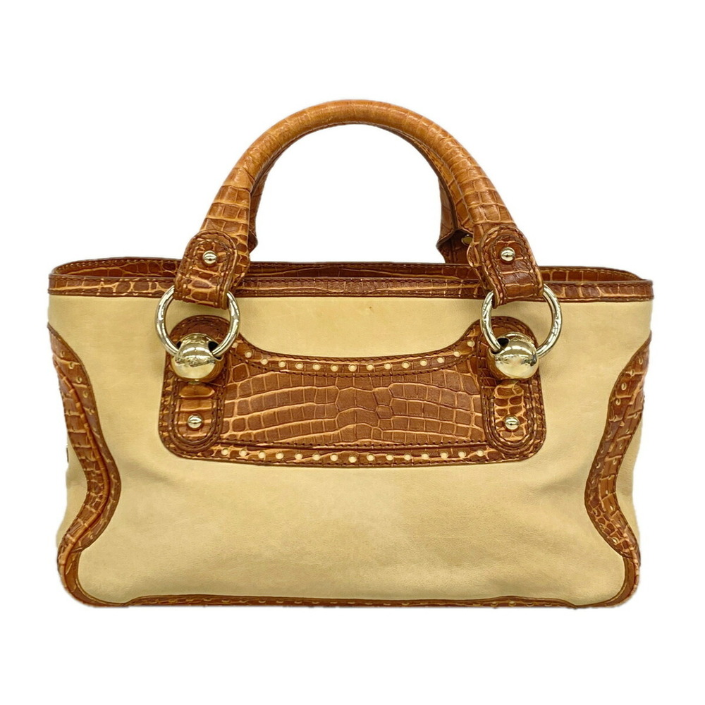 Celine Boogie Bag Leather Handbag, Brown, Women's